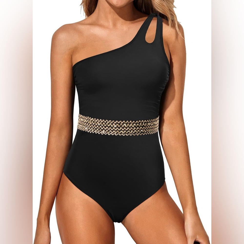 Holipick | One Shoulder Black One Piece Swimsuit | Bathing Suit | Small‎ | NWT